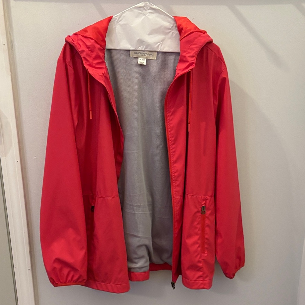 Weatherproof Vibrant Red Hooded Raincoat